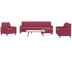 Sofa Sofos komplektas su pagalvėlėmis, 4 dalių, vyno, aksomas