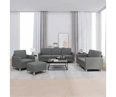 Sofa Sofos komplektas su pagalvėlėmis, 4 dalių, pilkas, audinys