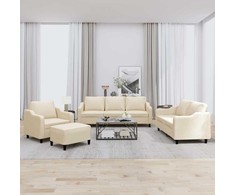 Sofa Sofos komplektas su pagalvėlėmis, 4 dalių, kreminis, audinys