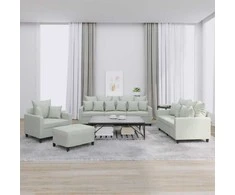 Sofa Sofos komplektas su pagalvėlėmis, 4 dalių, pilkas, aksomas