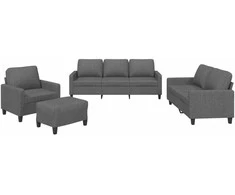 Sofa Sofos komplektas su pagalvėlėmis, 4 dalių, pilkas, audinys
