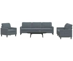 Sofa Sofos komplektas su pagalvėlėmis, 4 dalių, pilkas, aksomas