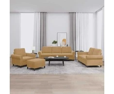 Sofa Sofos komplektas su pagalvėlėmis, 4 dalių, rudas, aksomas