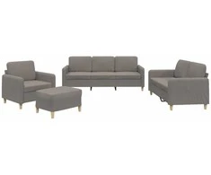 Sofa Sofos komplektas su pagalvėlėmis, 4 dalių, taupe, audinys
