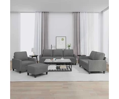 Sofa Sofos komplektas su pagalvėlėmis, 4 dalių, pilkas, audinys