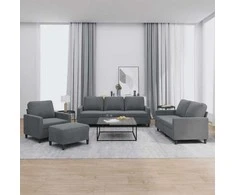 Sofa Sofos komplektas su pagalvėlėmis, 4 dalių, pilkas, aksomas