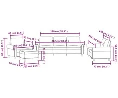 Sofa Sofos komplektas su pagalvėlėmis, 4 dalių, rožinis, aksomas