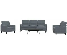 Sofa Sofos komplektas su pagalvėlėmis, 4 dalių, pilkas, aksomas