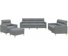 Sofa Sofos komplektas su pagalvėlėmis, 4 dalių, pilkas, audinys