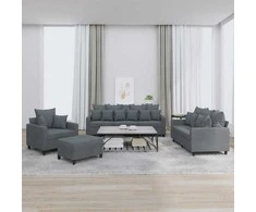 Sofa Sofos komplektas su pagalvėlėmis, 4 dalių, pilkas, aksomas