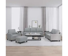 Sofa Sofos komplektas su pagalvėlėmis, 4 dalių, pilkas, audinys