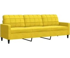 Sofa Sofos komplektas su pagalvėlėmis, 4 dalių, geltonas, aksomas