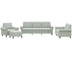 Sofa Sofos komplektas su pagalvėlėmis, 4 dalių, pilkas, aksomas