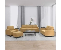 Sofa Sofos komplektas su pagalvėlėmis, 4 dalių, rudas, aksomas