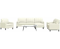 Sofa Sofos komplektas su pagalvėlėmis, 4 dalių, kreminis, aksomas
