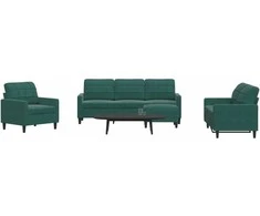 Sofa Sofos komplektas su pagalvėlėmis, 4 dalių, žalias, aksomas