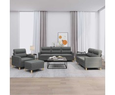 Sofa Sofos komplektas su pagalvėlėmis, 4 dalių, pilkas, audinys