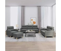 Sofa Sofos komplektas su pagalvėlėmis, 4 dalių, pilkas, audinys
