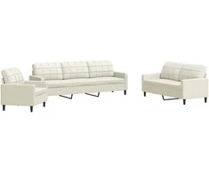 Sofa Sofos komplektas su pagalvėlėmis, 4 dalių, kreminis, aksomas