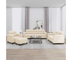 Sofa Sofos komplektas su pagalvėlėmis, 4 dalių, smėlio, audinys