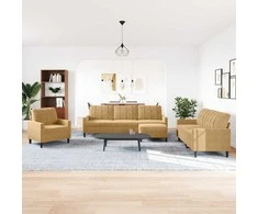 Sofa Sofos komplektas su pagalvėlėmis, 4 dalių, rudas, aksomas