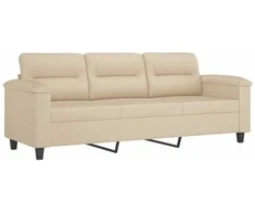 Sofa Sofos komplektas su pagalvėlėmis, 4 dalių, kreminis, audinys