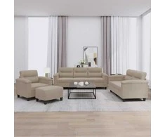 Sofa Sofos komplektas su pagalvėlėmis, 4 dalių, taupe, audinys
