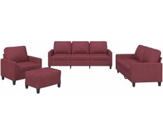 Sofa Sofos komplektas su pagalvėlėmis, 4 dalių, vyno, audinys