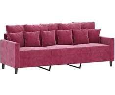 Sofa Sofos komplektas su pagalvėlėmis, 4 dalių, vyno, aksomas