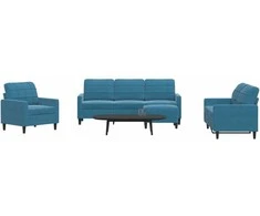 Sofa Sofos komplektas su pagalvėlėmis, 4 dalių, mėlynas, aksomas