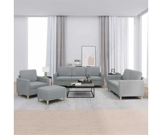 Sofa Sofos komplektas su pagalvėlėmis, 4 dalių, pilkas, audinys
