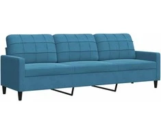 Sofa Sofos komplektas su pagalvėlėmis, 4 dalių, mėlynas, aksomas