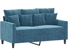 Sofa Sofos komplektas su pagalvėlėmis, 4 dalių, mėlynas, aksomas