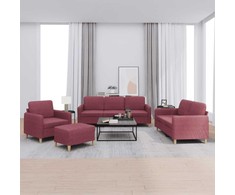 Sofa Sofos komplektas su pagalvėlėmis, 4 dalių, vyno, audinys