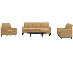 Sofa Sofos komplektas su pagalvėlėmis, 4 dalių, rudas, aksomas