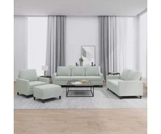 Sofa Sofos komplektas su pagalvėlėmis, 4 dalių, pilkas, aksomas