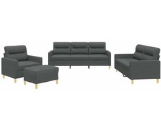 Sofa Sofos komplektas su pagalvėlėmis, 4 dalių, pilkas, audinys