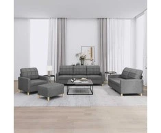 Sofa Sofos komplektas su pagalvėlėmis, 4 dalių, pilkas, audinys