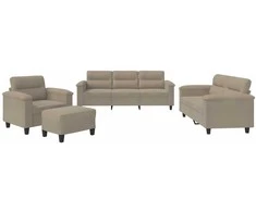 Sofa Sofos komplektas su pagalvėlėmis, 4 dalių, taupe, audinys