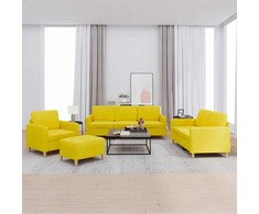 Sofa Sofos komplektas su pagalvėlėmis, 4 dalių, geltonas, audinys