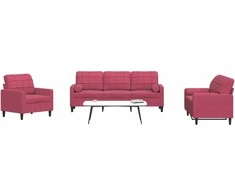 Sofa Sofos komplektas su pagalvėlėmis, 4 dalių, vyno, aksomas
