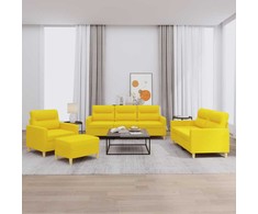 Sofa Sofos komplektas su pagalvėlėmis, 4 dalių, geltonas, audinys
