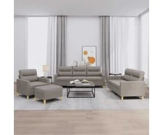Sofa Sofos komplektas su pagalvėlėmis, 4 dalių, taupe, audinys