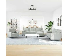 Sofa Sofos komplektas su pagalvėlėmis, 4 dalių, pilkas, aksomas