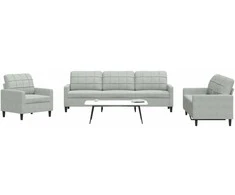 Sofa Sofos komplektas su pagalvėlėmis, 4 dalių, pilkas, aksomas