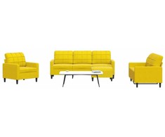 Sofa Sofos komplektas su pagalvėlėmis, 4 dalių, geltonas, aksomas