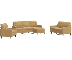 Sofa Sofos komplektas su pagalvėlėmis, 4 dalių, rudas, aksomas