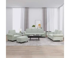 Sofa Sofos komplektas su pagalvėlėmis, 4 dalių, pilkas, aksomas
