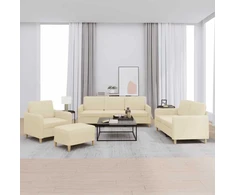 Sofa Sofos komplektas su pagalvėlėmis, 4 dalių, kreminis, audinys