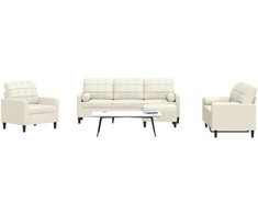 Sofa Sofos komplektas su pagalvėlėmis, 4 dalių, kreminis, aksomas